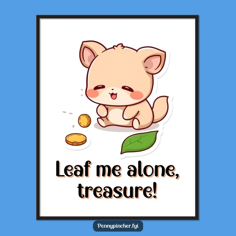 Funny Wall Art Poster - Relieved Animal Finding Coin, Quirky Funny Gift Decor!