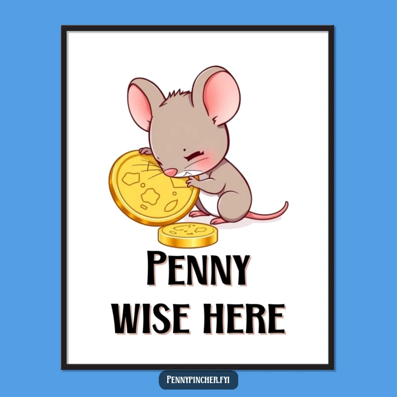 Funny Mouse Gold Coin Poster: Detailed Art, Collector's Decor Gift