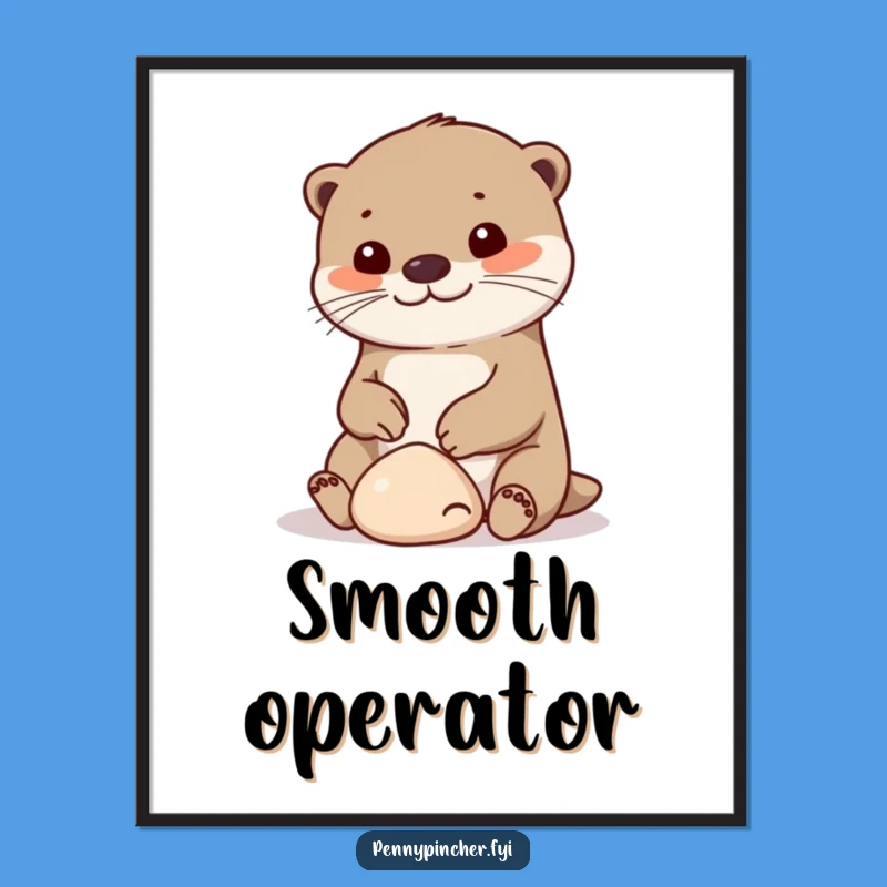 Funny Otter Pebble Play Poster - Cheerful Wall Art Gift