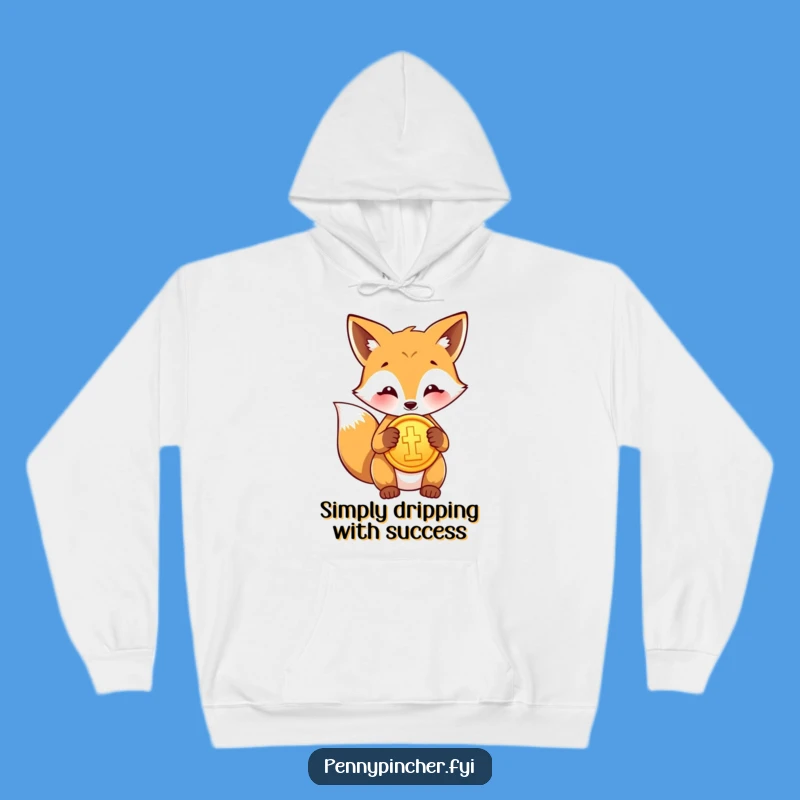 Funny Fox Polishing Gold Coin Hoodie - Cozy Funny Gift for the Financially Savvy
