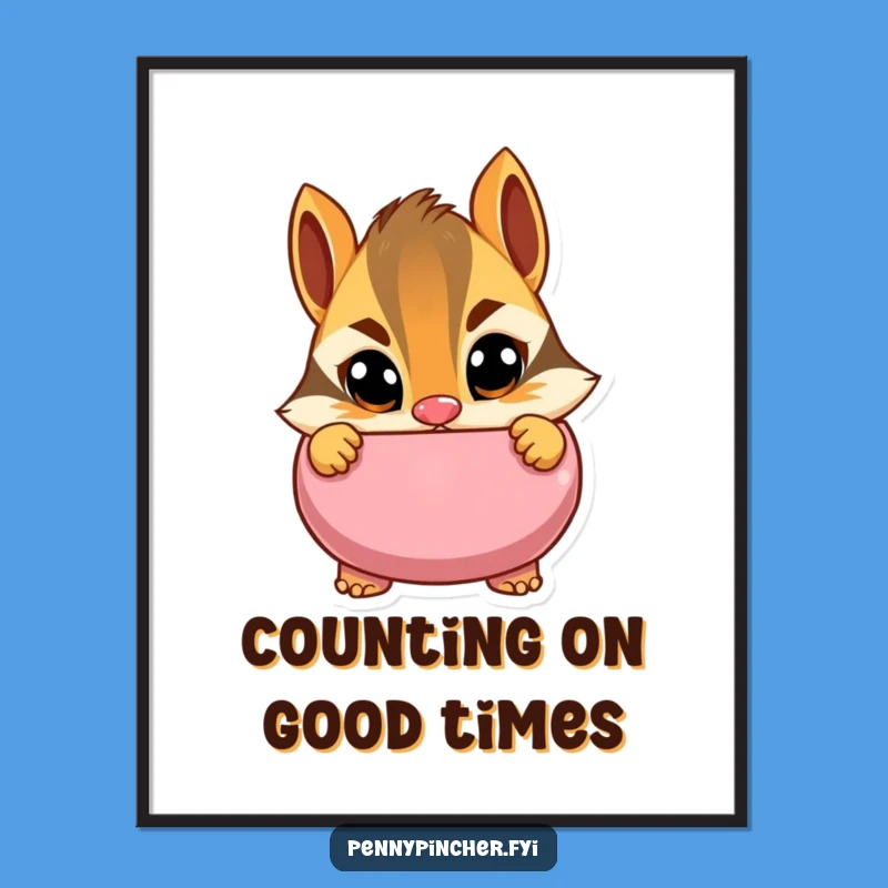 Free Printable Wall Art: Chipmunk Piggy Bank Funny Downloadable Art