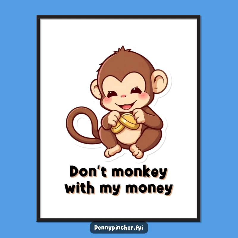 Funny Free Printable Monkey Wall Art, Coin Knot Whimsy Decor, Downloadable & Print at Home