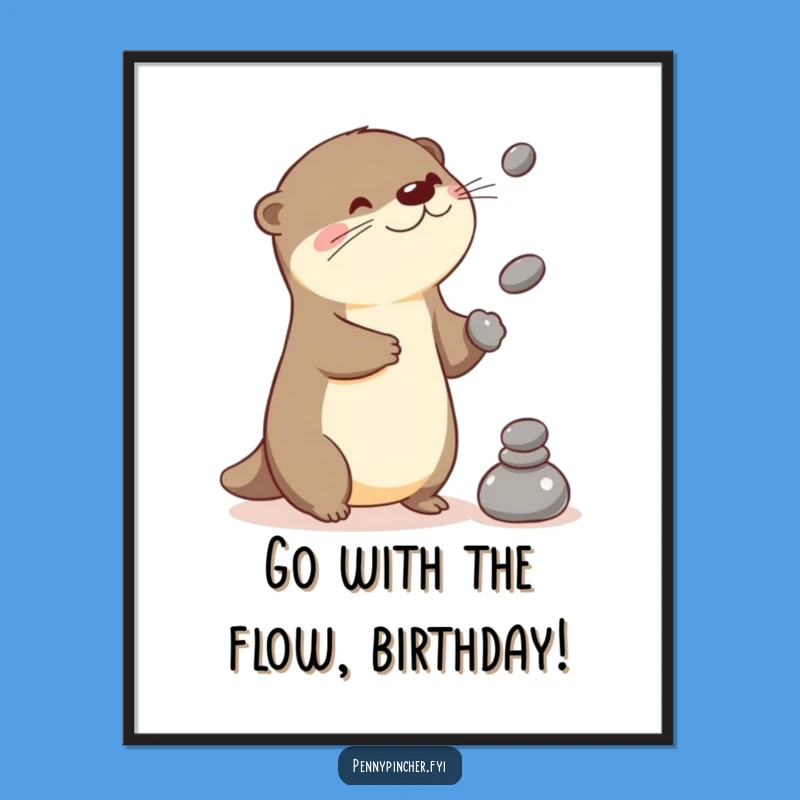 Entertaining Free Printable Wall Art: Otter Juggling Stones, Downloadable Fun Decor!