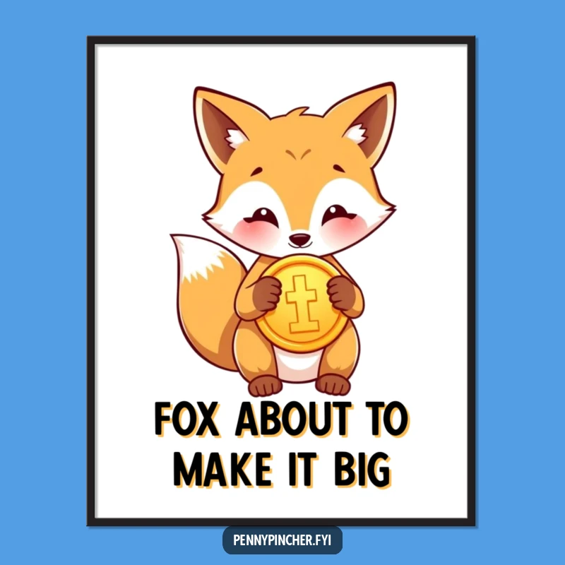 Free Printable Fox Wall Art: Shiny Coin Success Downloadable Art Print