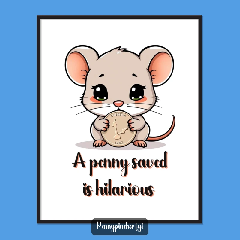 Free Printable Wall Art: Guarding Mouse, Downloadable Art, Humorous Decor Gift
