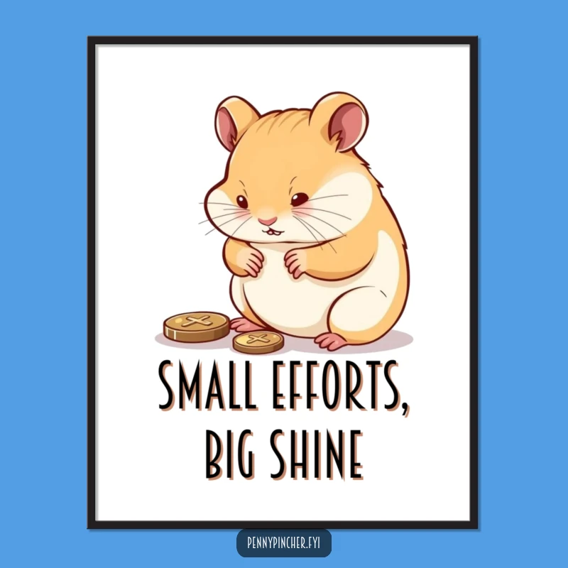 Free Printable Wall Art: Polishing Hamster, Whimsical Downloadable Decor for a Motivated Space