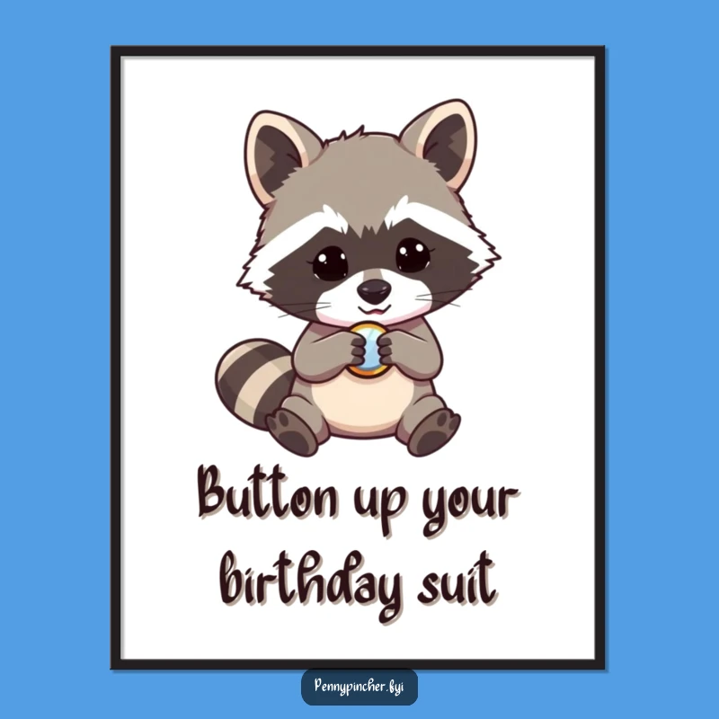 Funny Raccoon Shiny Button Art: Free Printable Downloadable Decor for Laughs