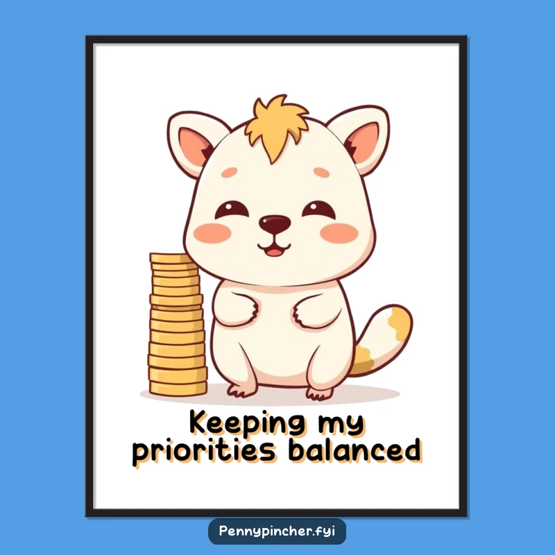 Funny Free Printable Wall Art: Determined Coin Balancer - Quirky Downloadable Decor