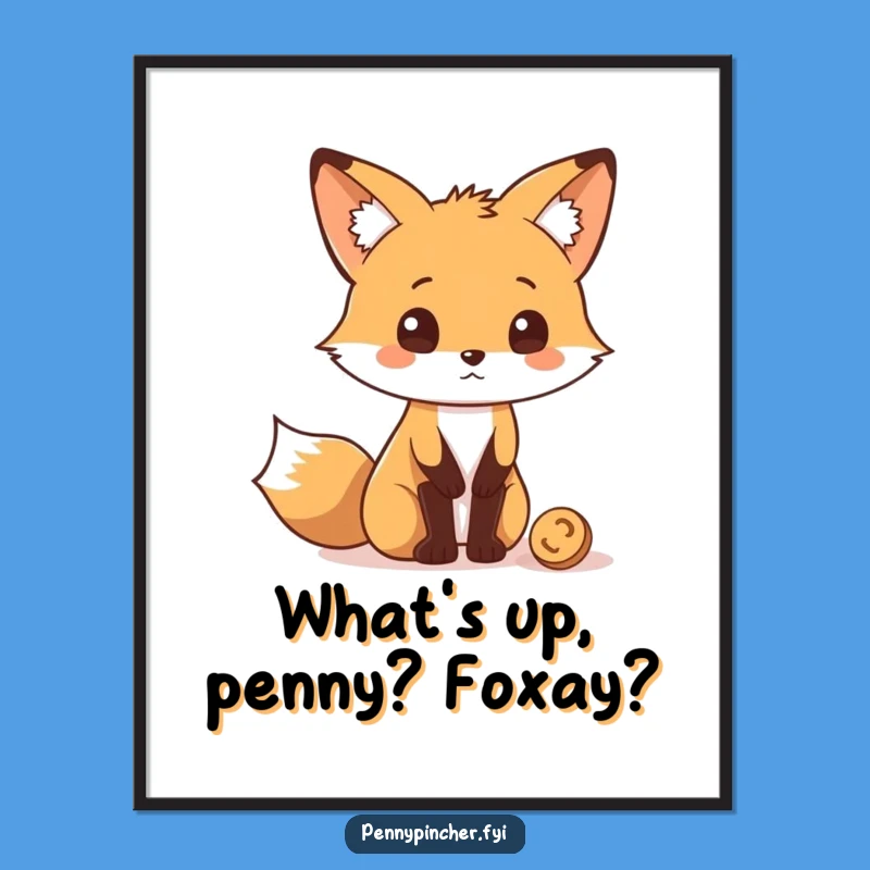 Funny Free Printable Fox Wall Art, Curious Coin Decor, Downloadable & Print at Home