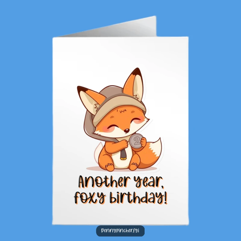 Free Printable Kawaii Fox Birthday Card: Funny Saver Gift Download for Frugal Fun