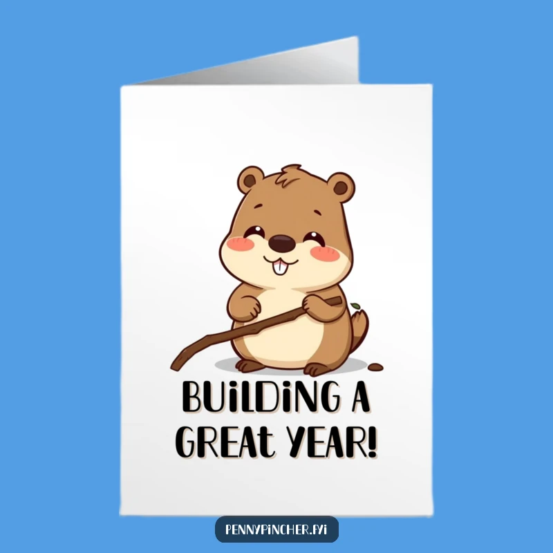 Free Printable Beaver Birthday Card: Funny DIY Enthusiast Downloadable Gift for Builders