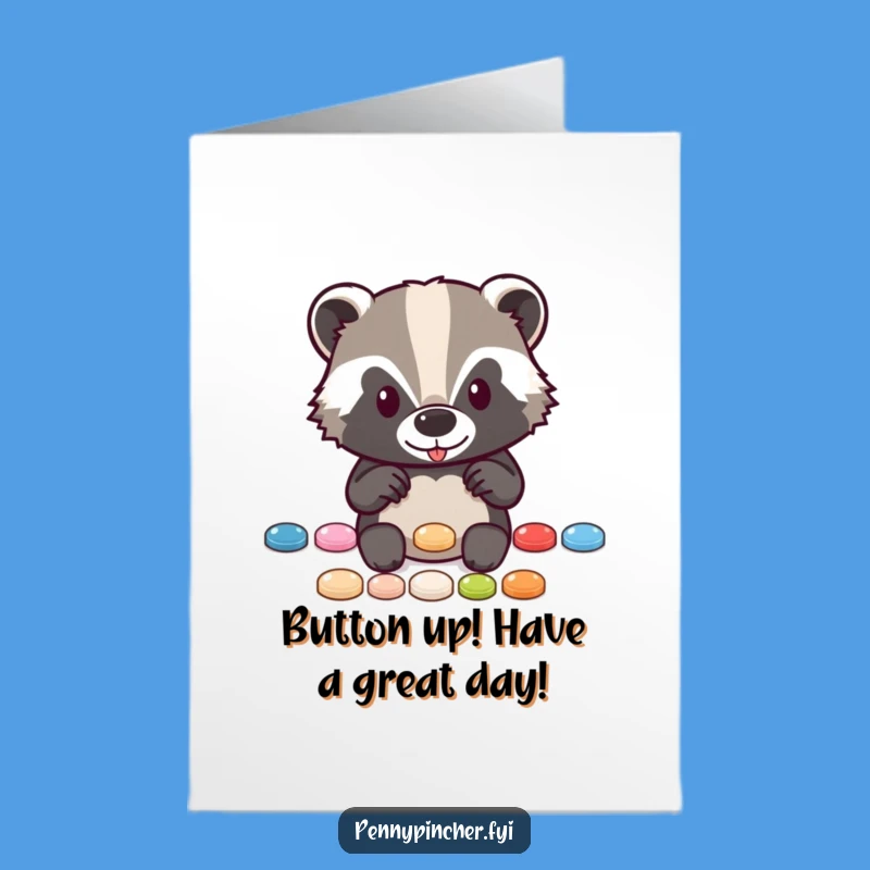 Free Printable Birthday Card: Funny Badger Button Organizer - Hilarious Downloadable Gift
