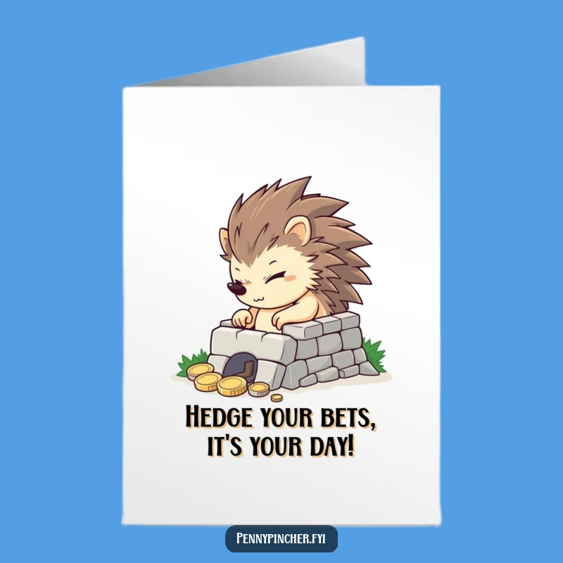 Free Printable Birthday Card: Hedgehog's Coin Fortress for a Rich Celebration!