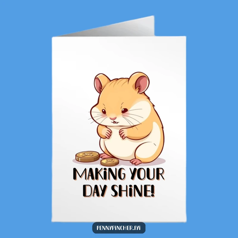 Free Printable Birthday Card: Polishing Hamster, Diligent Downloadable Gift for a Special Day