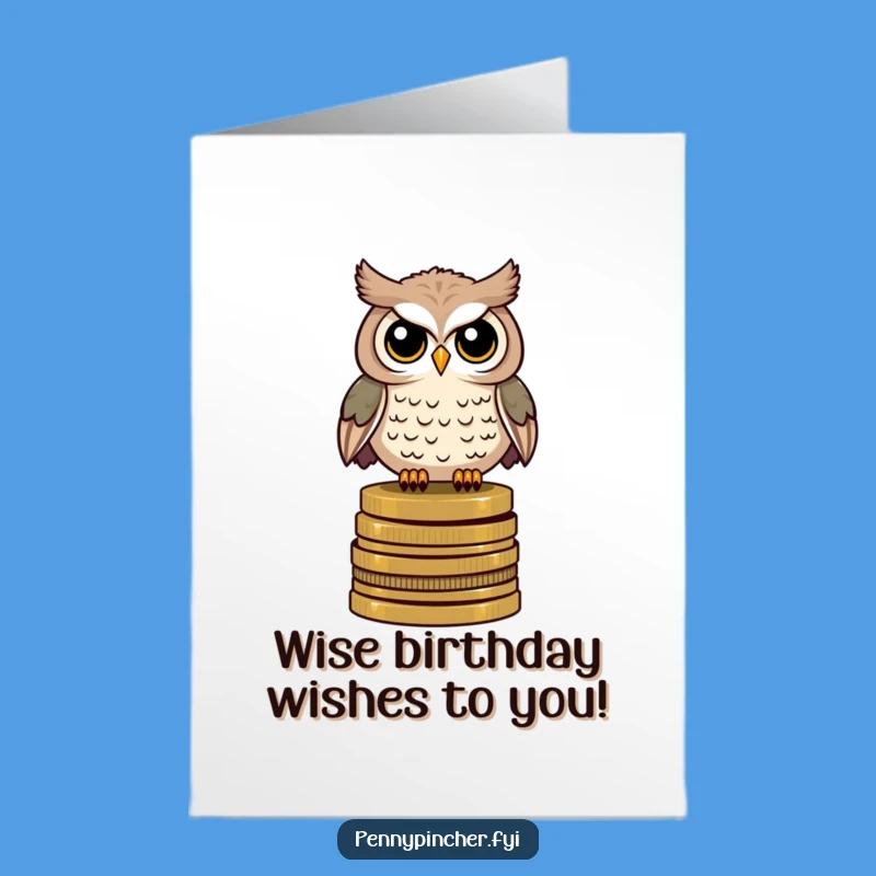 Free Printable Birthday Card: Wise Owl's Coin Stash - Sophisticated Downloadable Gift
