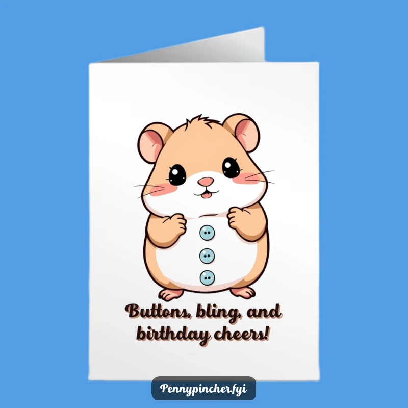 Funny Free Printable Birthday Card: Hamster Button Collector, Hilarious Downloadable Gift