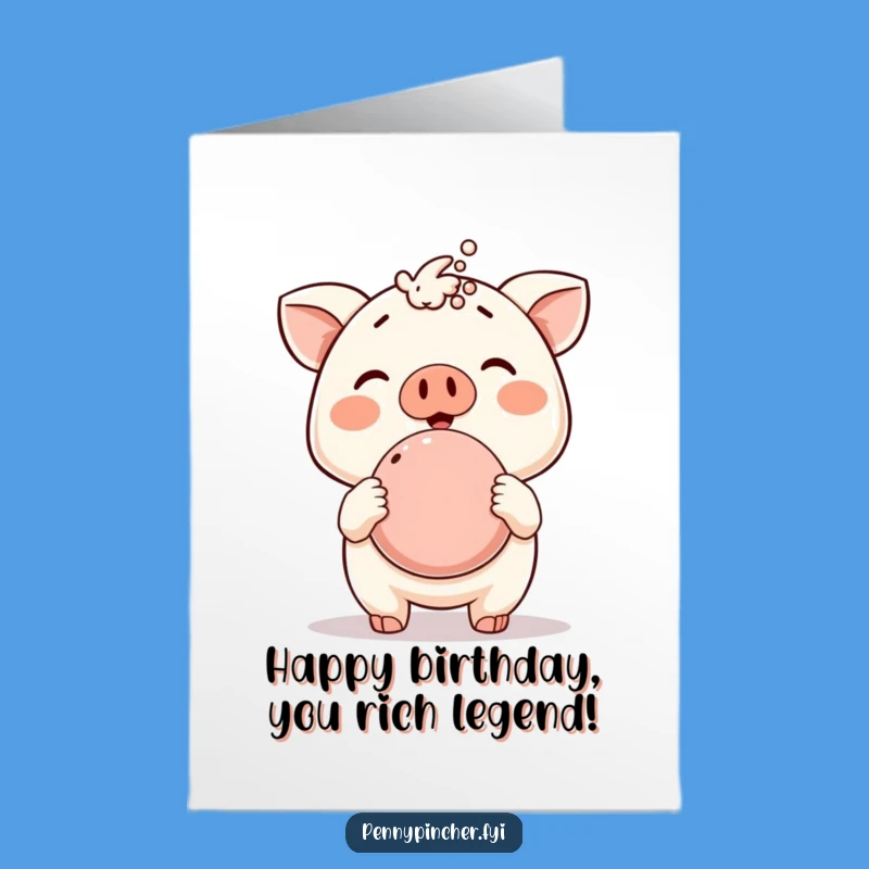 Free Printable Birthday Card: Joyful Piggy Bank Animal, Humorous Downloadable Gift