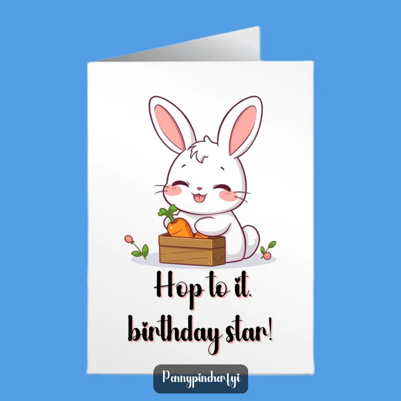 Free Printable Rabbit Birthday Card: Funny Hidden Carrot Downloadable Gift for Celebrations