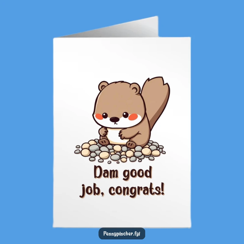 Free Printable Kawaii Beaver Congrats Card: Amusing Organizer Downloadable for Any Achievement