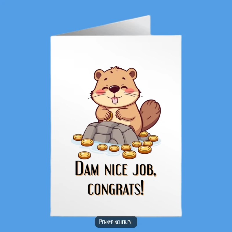 Free Printable Beaver Congrats Card: Coin Dam Success Downloadable Gift