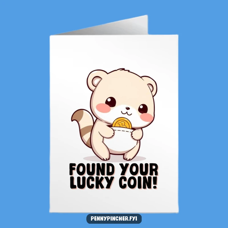 Free Printable Congrats Card: Lucky Coin Discoverer Animal, Funny Downloadable Success