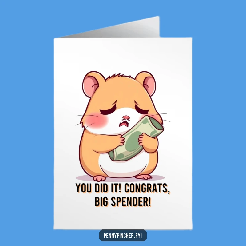 Free Printable Congrats Card: Worried Hamster's Cash for Your Big Win!