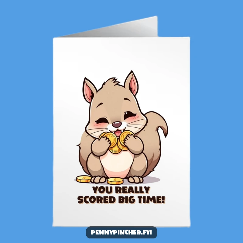 Free Printable Congrats Squirrel Card - Funny Coins Stuffed Cheeks Downloadable
