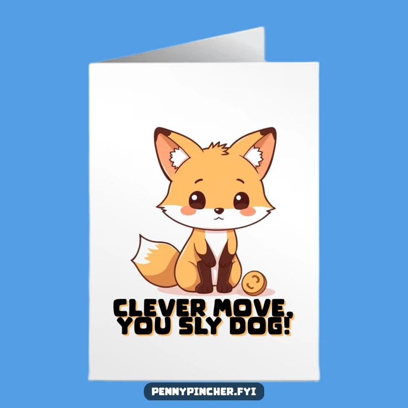 Free Printable Fox Congratulations Card, Funny Coin Discovery, Downloadable & Easy Print at Home