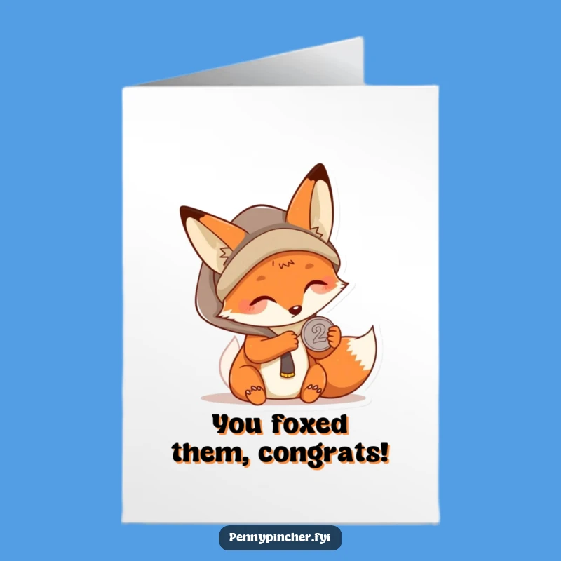 Free Printable Kawaii Fox Congrats Card: Amusing Saver Downloadable for Smart Wins