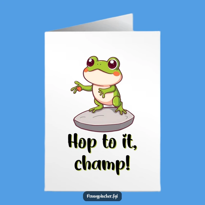 Free Printable Congrats Card: Frog Coin Stepping Stone Funny Digital Gift