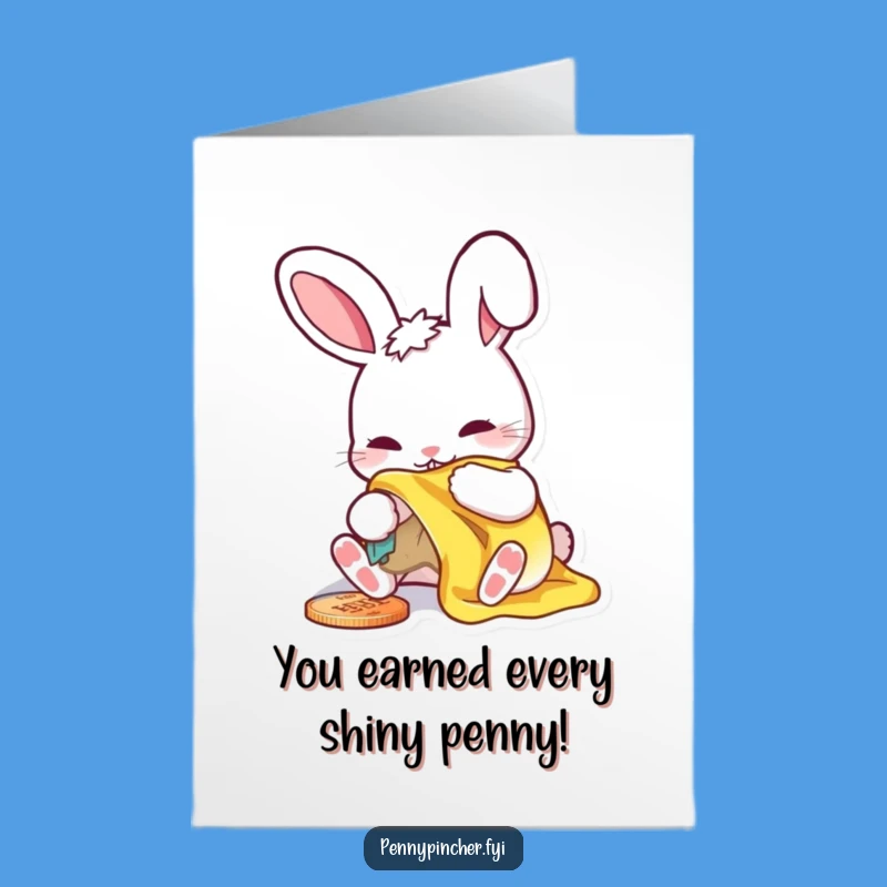Free Printable Congrats Card: Penny Polishing Rabbit, Lucky Downloadable Success Gift