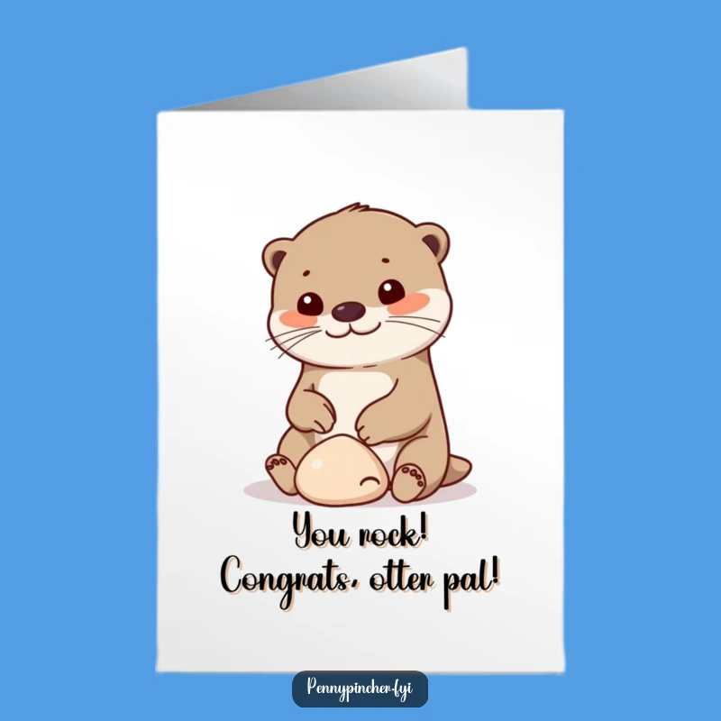 Playful Otter Pebble Congrats Card: Free Printable Download for Achievements