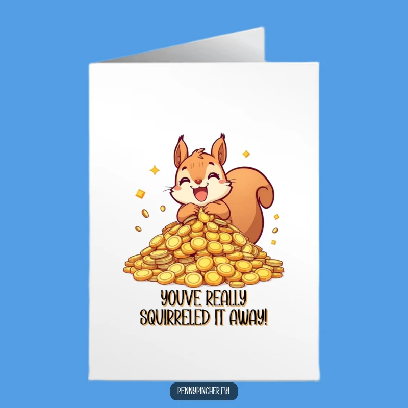 Free Printable Squirrel Congrats Card: Funny Coin Hoard Downloadable Gift
