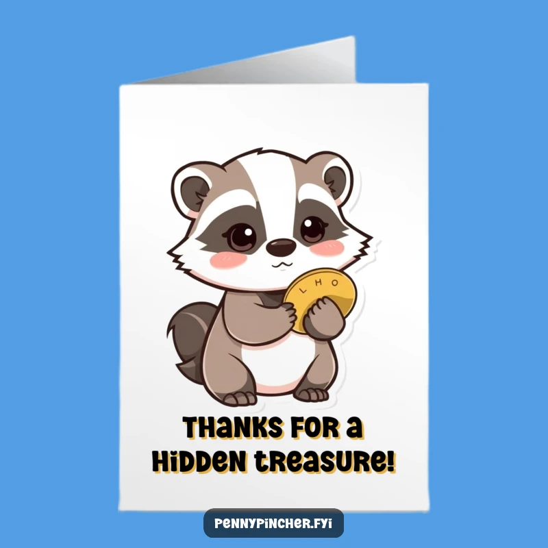 Free Printable Thank You Badger Card - Cautious Coin Hiding Gift