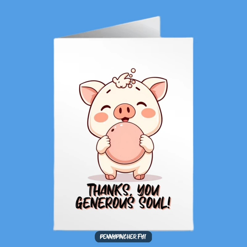 Free Printable Thank You Card: Happy Piggy Bank Animal, Downloadable Gratitude
