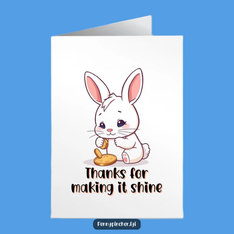 Free Printable Thank You Card: Rabbit Polishes Penny Funny Downloadable