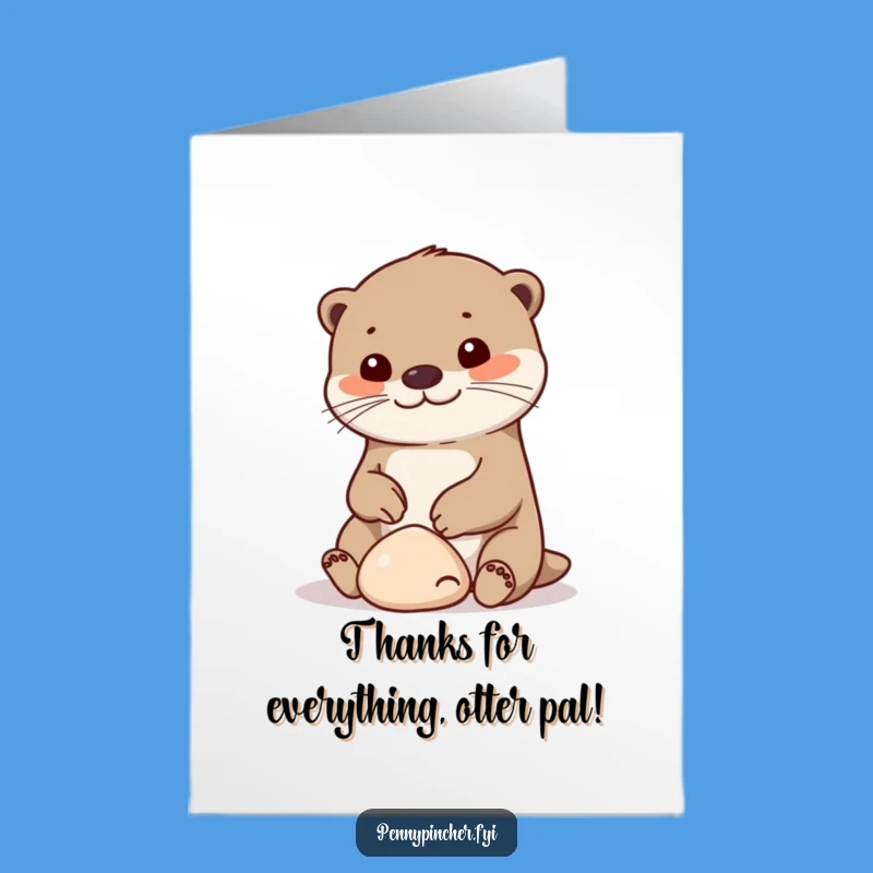 Otter Pebble Thank You Card: Free Printable Download for Showing Gratitude