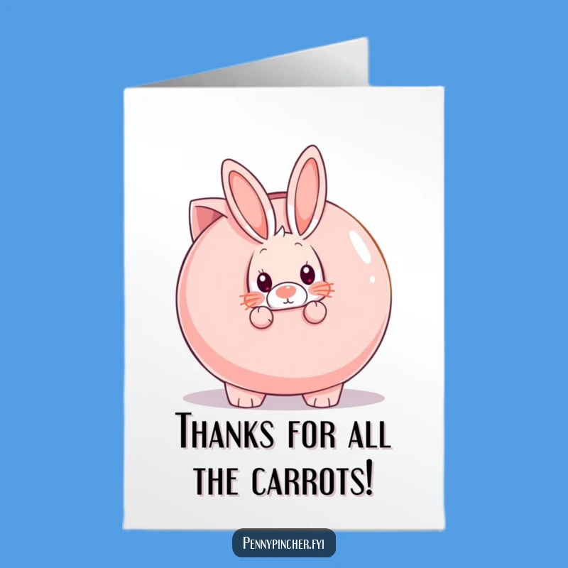 Free Printable Thank You Card: Shy Rabbit's Piggy Bank for Your Kindness!