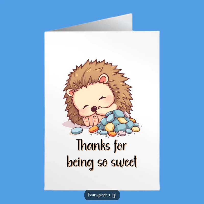 Free Printable Thank You Card: Hedgehog's Shiny Thanks - Adorable Downloadable Note
