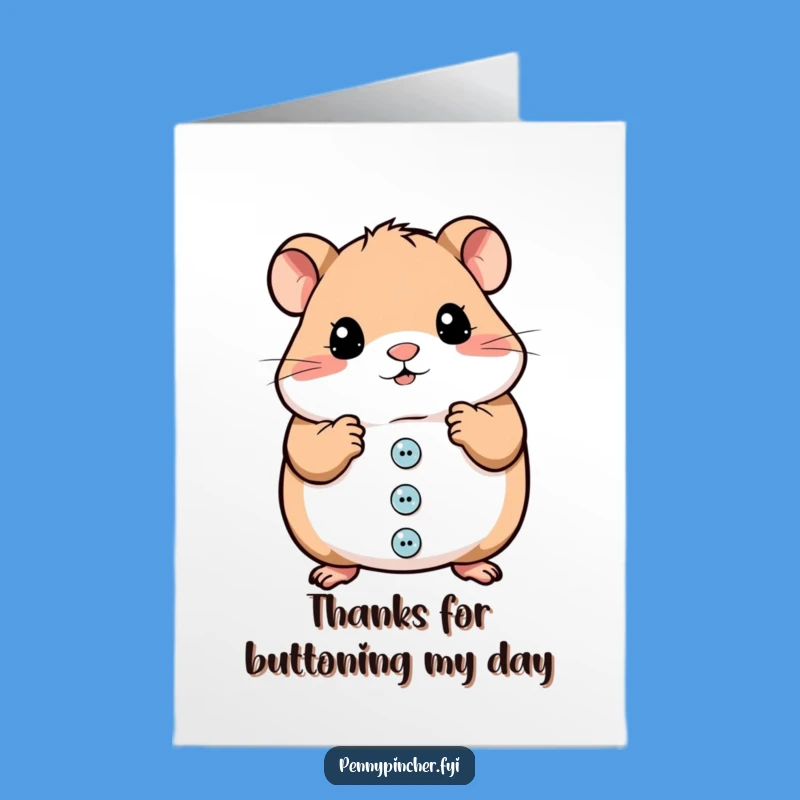 Free Printable Thank You Card: Hamster Button Enthusiast, Kind Downloadable Appreciation Gift