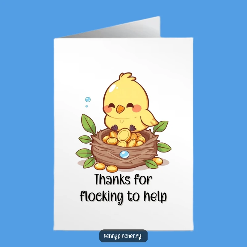 Free Printable Thank You Card: Bird's Precious Drops, Grateful Downloadable Gift for Thanks