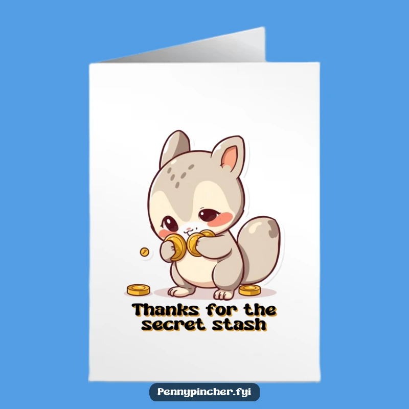 Free Printable Thank You Card: Sneaky Coin Collector Animal, Funny Downloadable Gratitude