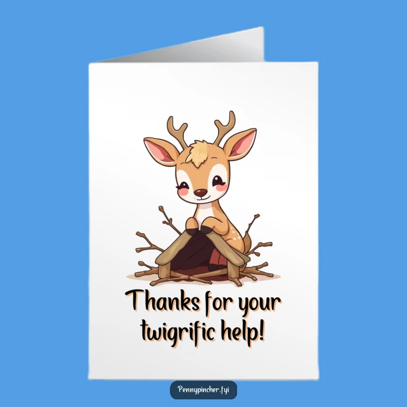 Free Printable Thank You Card: Deer Building Home Funny DIY Gift Downloadable