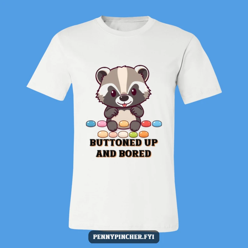 Funny Badger Button Collector T-Shirt: A Hilarious Outfit for Button Enthusiasts