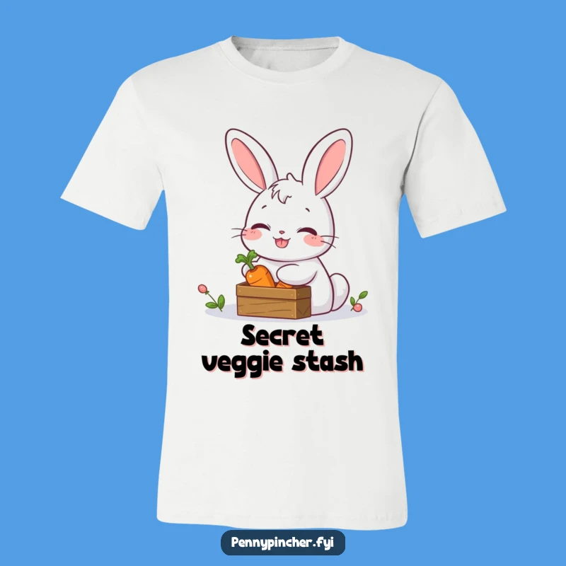 Funny Giggling Rabbit Carrot Thief T-Shirt - Humorous Animal Tee