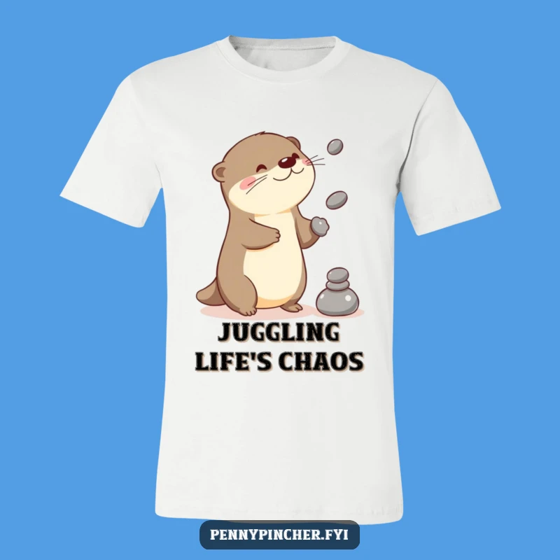 Funny Juggling Otter T-Shirt: Playful Kawaii Style for Skillful Fun Gift