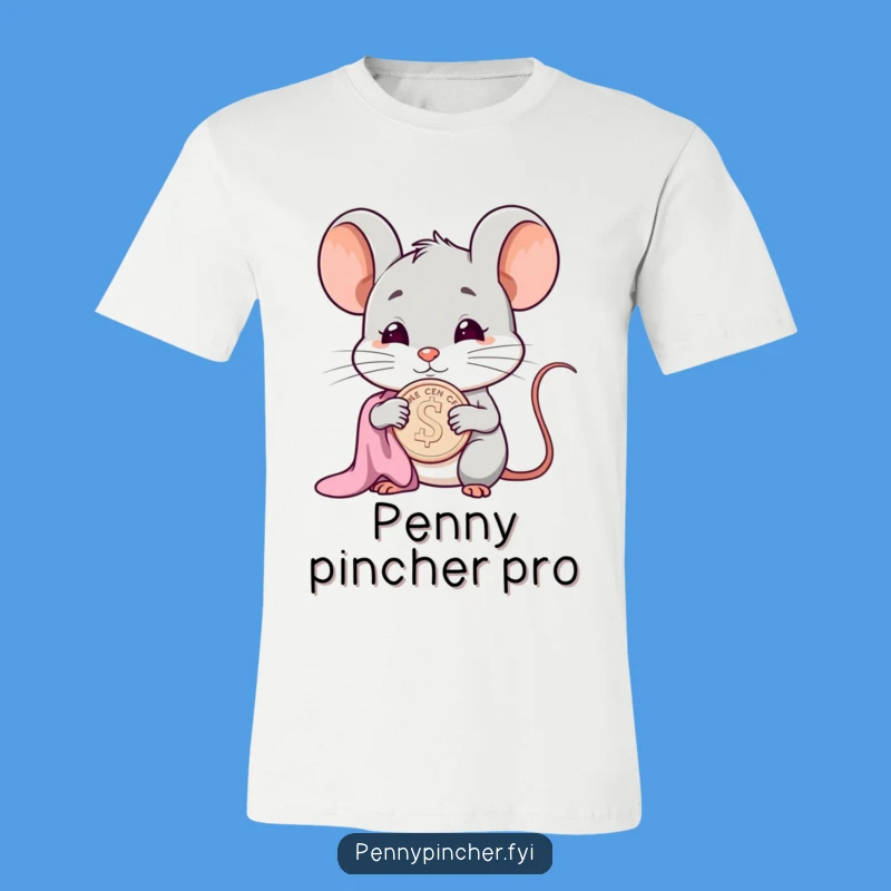 Funny Smug Mouse T-Shirt: Polishing Cent Character Tee for a Hilariously Wealthy Gift