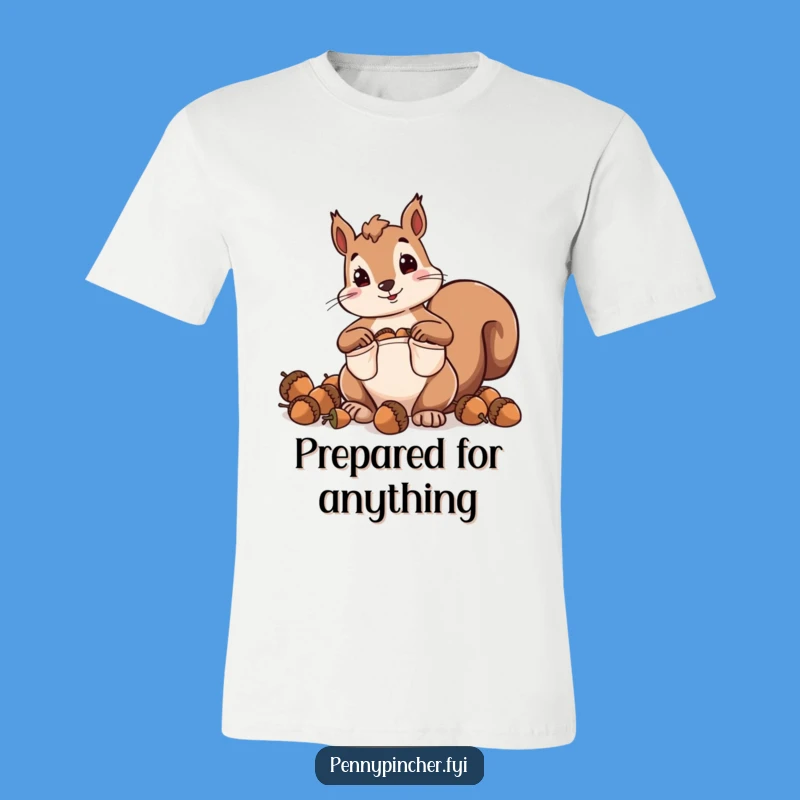 Funny Squirrel T-Shirt: Hoarding Acorns with Big Pockets Design