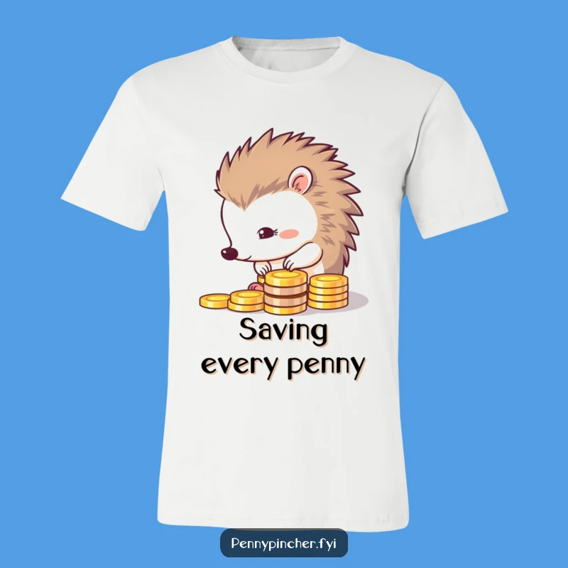 Funny Thrifty Hedgehog Tee: Meticulous Coin Organizer's Statement Shirt