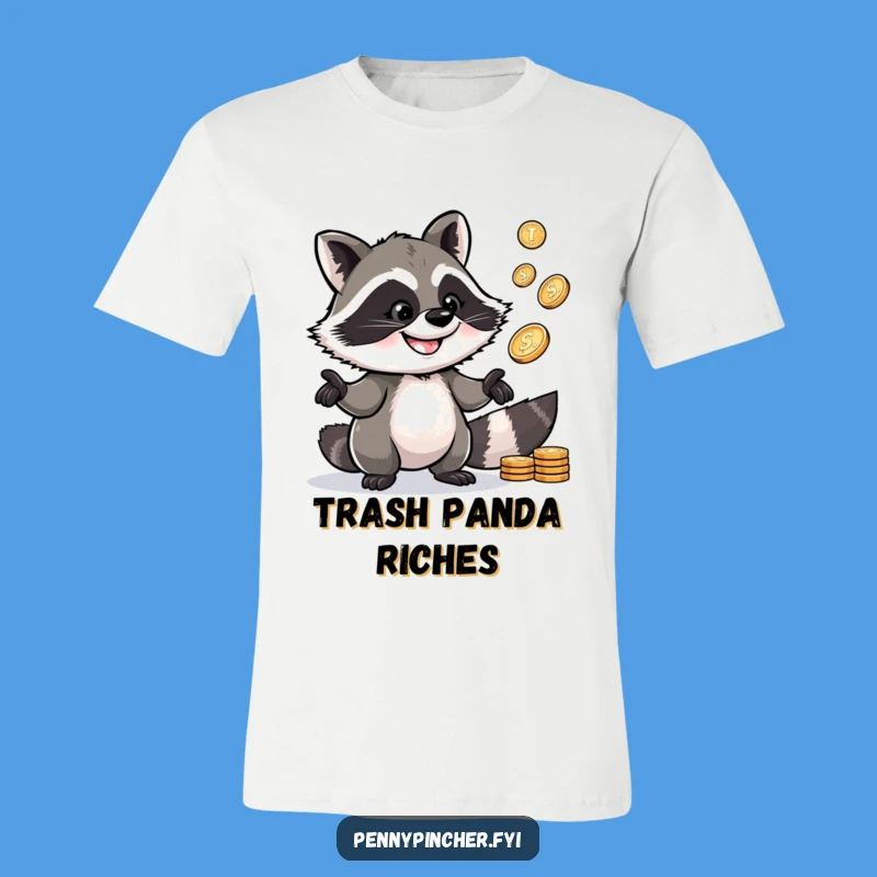 Funny Raccoon T-Shirt: Juggling raccoon w/ pennies, a perfect street smart tee gift.